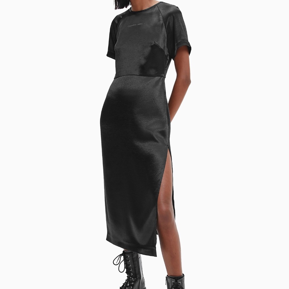 Stretch satin Midi Dress